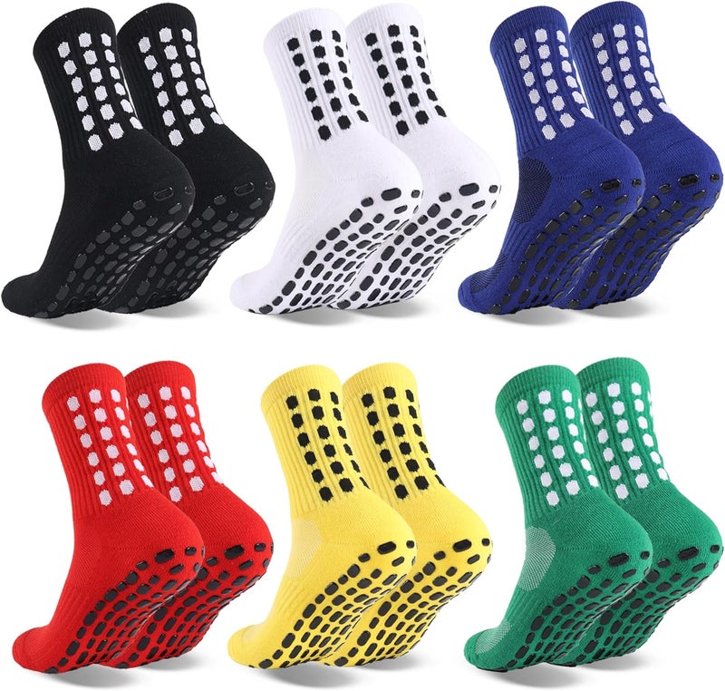 Barrlves Store 6 Pairs Grip Soccer Socks Colorful Non Slip Sports Football Basketball Hospital Yoga Socks for Men Women - Image 1